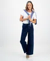 Style & Co Petite Wide-leg Utility Jeans, Macy's Exclusive In Blue
