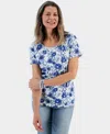 STYLE & CO PETITE WIND GARDEN SCOOP-NECK T-SHIRT, CREATED FOR MACY'S