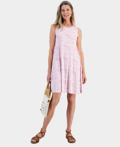 Style & Co Petite Windy Leaves Flip-flop Dress, Created For Macy's In Windy Lilac