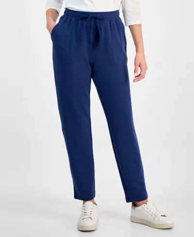 Style & Co Petite Yummy Fleece Pants, Created For Macy's In Dark Blue