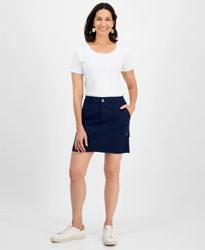 Style & Co Petite Zig Zag Mid-rise Mini Skirt, Exclusively At Macy's In Blue
