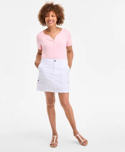 Style & Co Petite Zig Zag Mid-rise Mini Skirt, Exclusively At Macy's In White