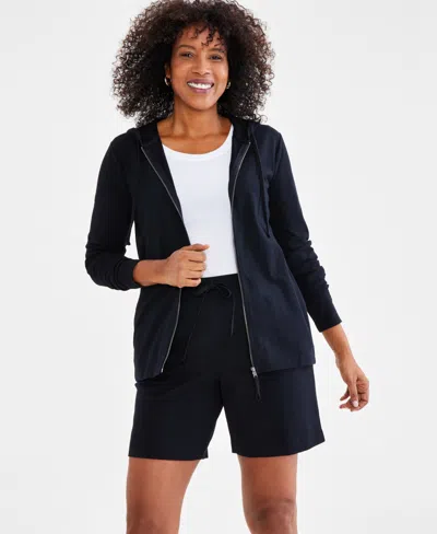 STYLE & CO PETITE ZIP-FRONT LONG-SLEEVE HOODIE, CREATED FOR MACY'S