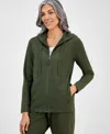 Style & Co Petite Zip-front Long-sleeve Hoodie, Created For Macy's In Green