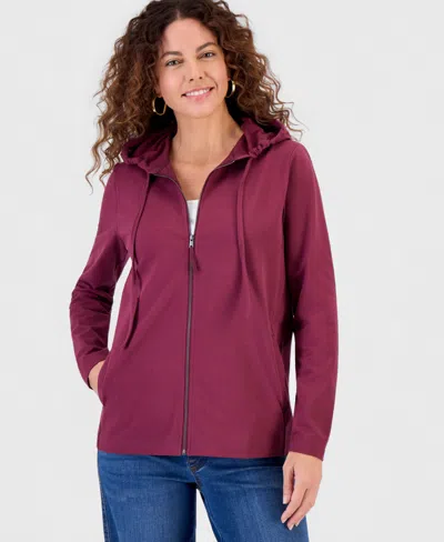 Style & Co Petite Zip-front Long-sleeve Hoodie, Created For Macy's In Purple
