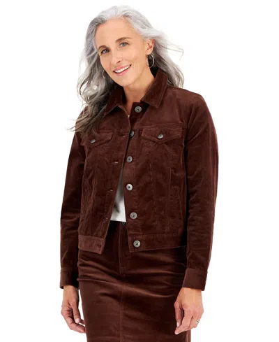 Style & Co Petites Corduroy Jacket, Created For Macy's In Brown