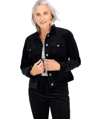 Style & Co Petites Corduroy Jacket, Created For Macy's In Deep Black