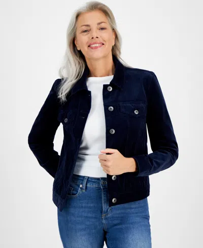 Style & Co Women's Corduroy Classic Long-sleeve Jacket, Created For Macy's In Industrial Blue