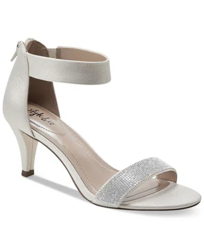 Style & Co Women's Phillys Two-piece Evening Sandals, Created For Macy's In White Sparkle