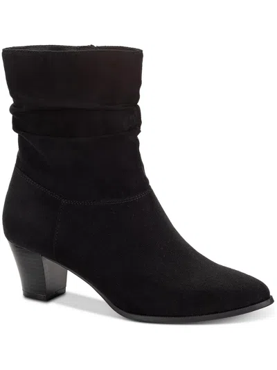 Style & Co Piviee Womens Faux Suede Zipper Ankle Boots In Black