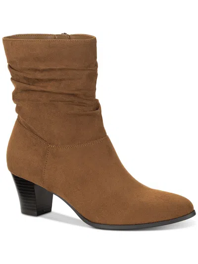 Style & Co Piviee Womens Faux Suede Zipper Ankle Boots In Brown