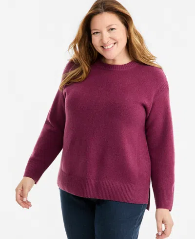 Style & Co Plus Luxsoft Long-sleeve Crewneck Sweater, Macy's Exclusive In Purple
