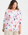 Style & Co Plus Printed Size Side-button Knit Tunic Top, Macy's Exclusive In Multi