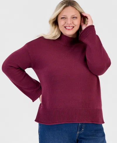 Style & Co Plus Rollneck Sweater, Macy's Exclusive In Neutral