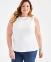 Style & Co Plus Size Boat-neck Knit Tank Top, Exclusively At Macy's In Bright White