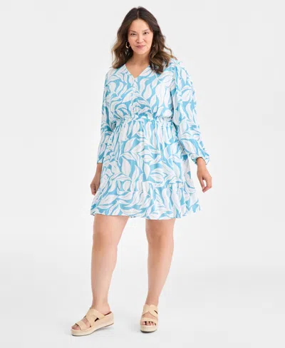 Style & Co Plus Size Bubble-sleeve Fit & Flare Dress, Macy's Exclusive In Black