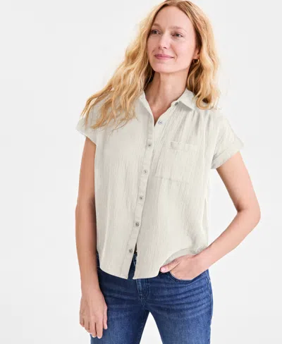 Style & Co Plus Size Button-front Short-sleeve Shirt, Exclusively At Macy's
