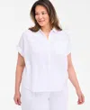 Style & Co Plus Size Button-front Short-sleeve Shirt, Exclusively At Macy's