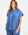 Style & Co Plus Size Button-front Short-sleeve Shirt, Exclusively At Macy's