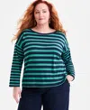 Style & Co Plus Size Button-trim Striped Knit Top, Macy's Exclusive