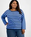 Style & Co Plus Size Button-trim Striped Knit Top, Macy's Exclusive