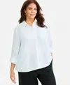 Style & Co Plus Size Button-front Collared Long-sleeve Shirt, Created For Macy's In White