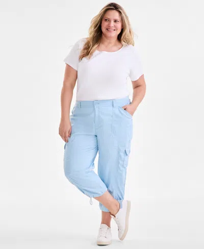 Style & Co Plus Size Cargo Capri Pants, Exclusively At Macy's In Blue