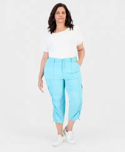 Style & Co Plus Size Cargo Capri Pants, Exclusively At Macy's In Blue