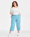 Style & Co Plus Size Cargo Capri Pants, Exclusively At Macy's In Blue