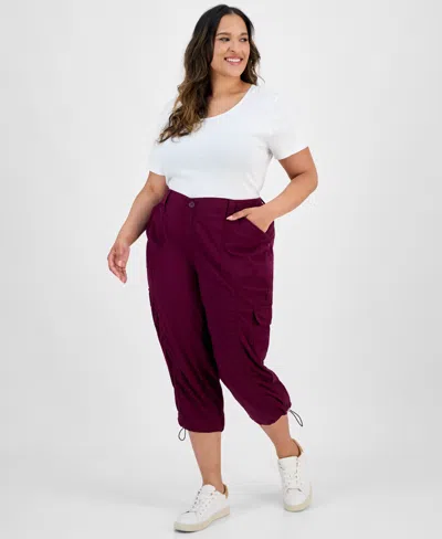 Style & Co Plus Size Cargo Capri Pants, Exclusively At Macy's In Burgundy