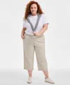 Style & Co Plus Size Pull-on Cropped Pants, Exclusively At Macy's In Stone Wall