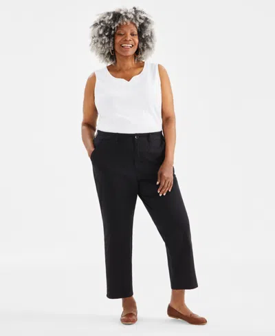 Style & Co Plus Size Classic Chino Pants, Created For Macy's In Deep Black