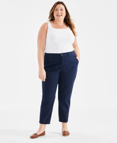 Style & Co Plus Size Classic Chino Pants, Created For Macy's In Industrial Blue
