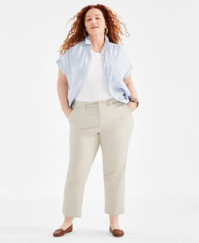 Style & Co Plus Size Classic Chino Pants, Created For Macy's In Stone Wall