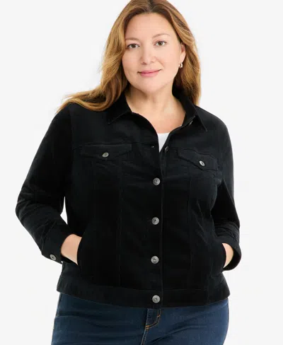 Style & Co Plus Size Classic Corduroy Jacket, Macy's Exclusive In Black