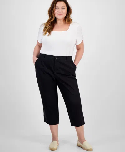 Style & Co Women's Plus Size Mid-rise Comfort Waist Capri Pants, Exclusively At Macy's In White