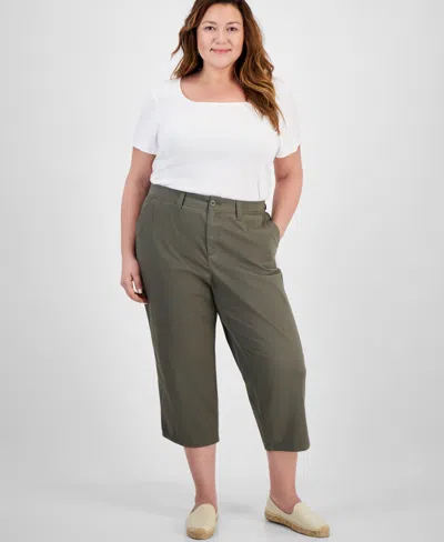 Style & Co Plus Size Comfort Capri Pants, Exclusively At Macy's In Olive Drab