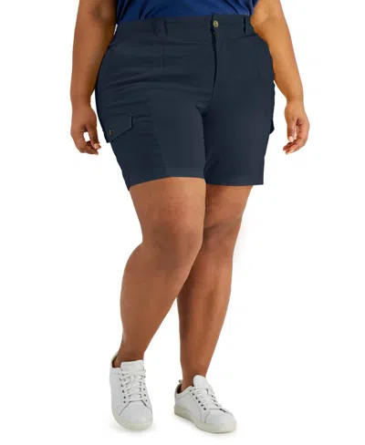 Style & Co Plus Size Comfort-waist Cargo Shorts, Created For Macy's In Industrial Blue