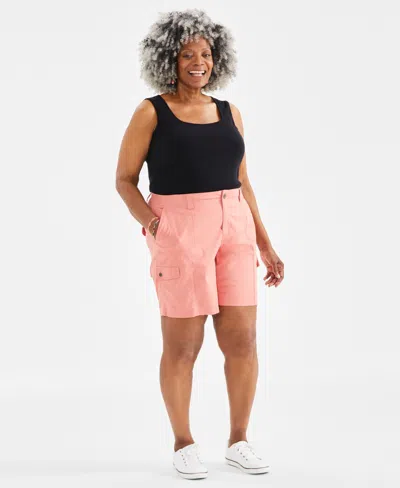 Style & Co Plus Size Comfort-waist Cargo Shorts, Created For Macy's In Sea Coral