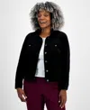 Style & Co Plus Size Corduroy Button-front Jacket, Macy's Exclusive In Deep Black