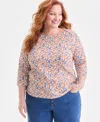 Style & Co Plus Size Cotton Boat-neck Top, Macy's Exclusive In Multi