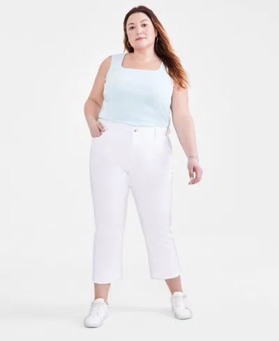 Style & Co Plus Size High Rise Cuffed Denim Capris, Created For Macy's In Bright White
