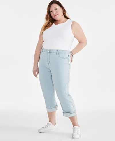 Style & Co Plus Size Embroidered Curvy Capris, Created For Macy's In Side Seam