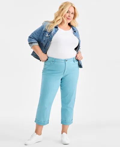 Style & Co Plus Size Curvy Roll-cuff Capri Jeans, Created For Macy's