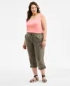Style & Co Plus Size D-ring Cuffed Capri Pants, Exclusively At Macy's In Olive Drab