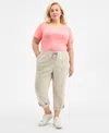 Style & Co Plus Size D-ring Cuffed Capri Pants, Exclusively At Macy's In Stone Wall