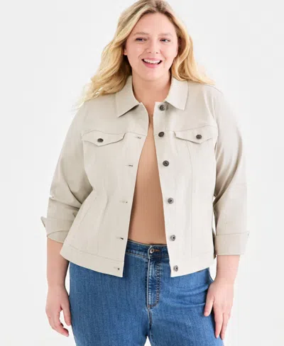 Style & Co Plus Size Denim Jacket, Created For Macy's In Gray