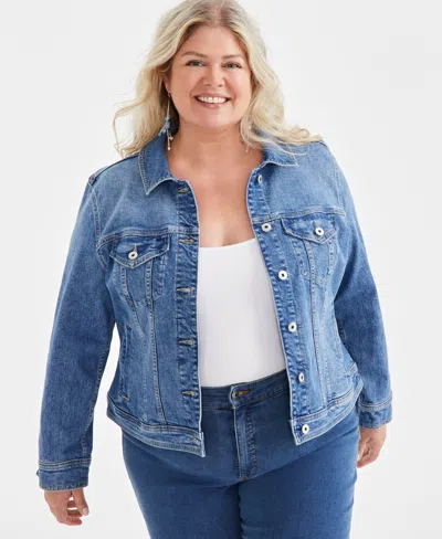 Style & Co Plus Size Denim Jacket, Created For Macy's In Blue