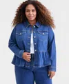 Style & Co Plus Size Denim Peplum Jacket, Macy's Exclusive In Blue
