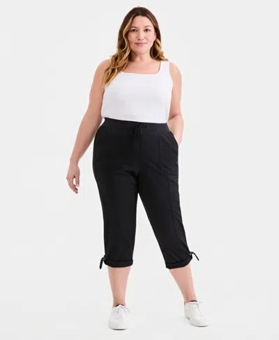 Style & Co Plus Size D-ring Cuffed Capri Pants, Exclusively At Macy's In Black